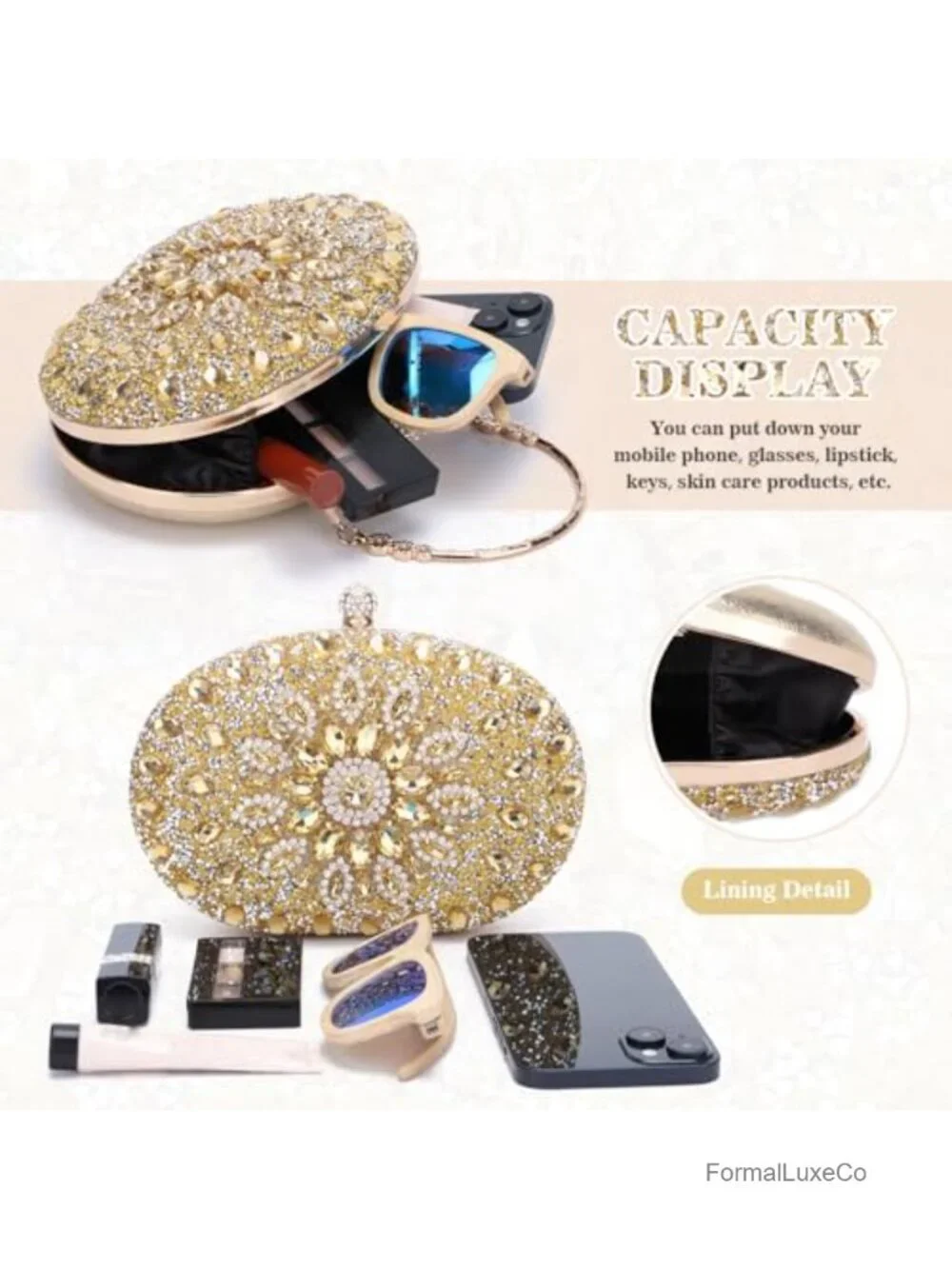 Rhinestone Crystal Evening Clutch Purse Bag Bling Sparkly Diamond Wedding Party